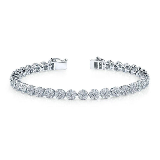 6 Karat Rund Brillantschliff Natürliche Diamanten Damenarmband WG 14K