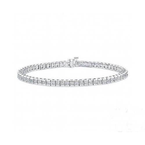 7 Kt. Prinzessin Krappenfassung Echt Diamant Tennisarmband Weißgold 14K