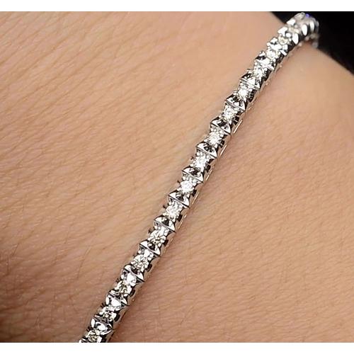 Echt Diamant Tennisarmband 4 Karat Zinken Set Damen Schmuck