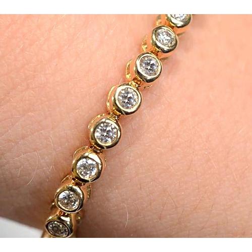 Echt Diamant Tennisarmband Damen Lünette Set 5 Karat Gelbgold Schmuck