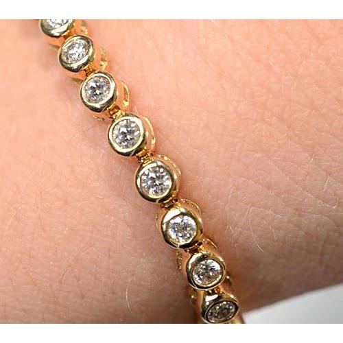 Echt Diamant Tennisarmband Damen Lünette Set 5 Karat Gelbgold Schmuck