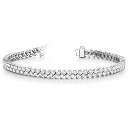 Echt Zweireihiges Tennisarmband mit Rundschliff 5 ct. WG 14K