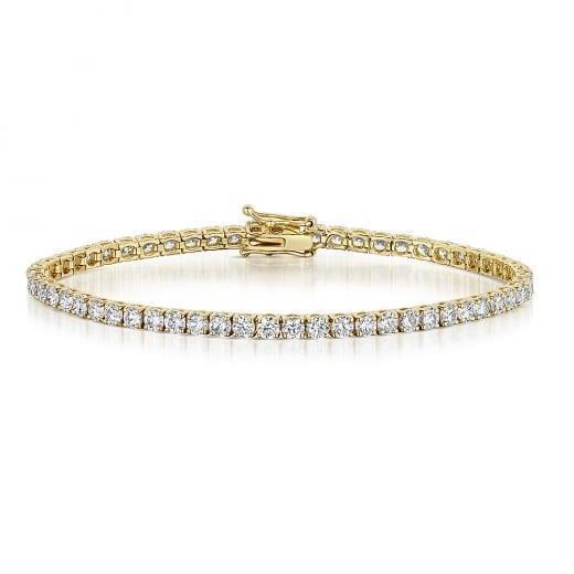 Gelbgold 14K 6,85 Karat Rundschliff-Echt Diamanten-Tennis-Armband Neu