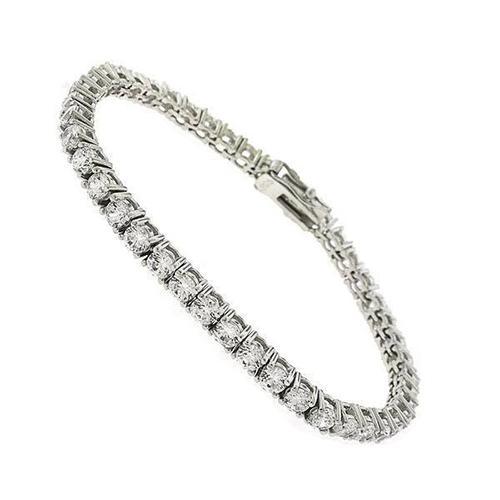 Krappenbesetztes Rundschliff-Echt Diamant-Tennisarmband Weißgold 14K 6 Karat