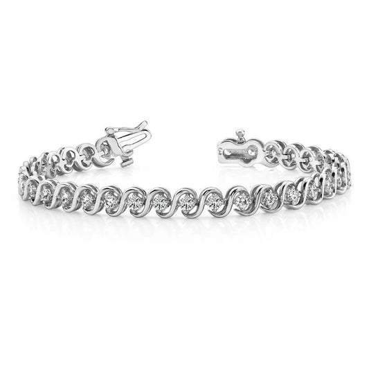 Krappenset Rund Echte Diamant Tennis S Style Armband Weißgold 6 Kt