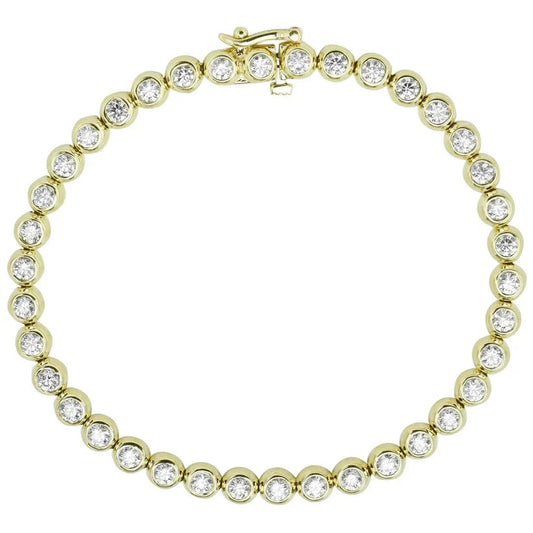 Lünette Set Funkelnd 5.70 Karat Rundschliff Natürliche Diamanten Armband YG 14K