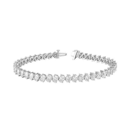 Oval Echte Diamant Tennisarmband Lady 10.50 Karat Weißgold Schmuck
