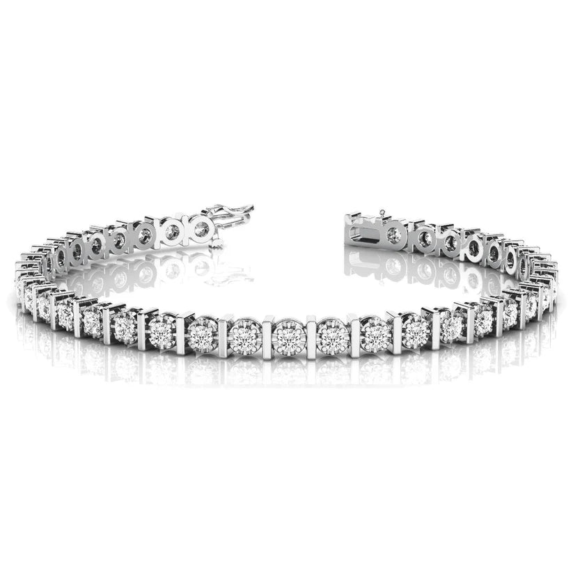 Runde Echte Diamanten Tennisarmband WG 14K 5,70 Karat