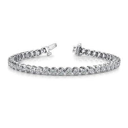 Rundes Echte Diamant Tennisarmband Zinken Set 10.08 Karat WG 14K