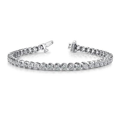 Rundes Echte Diamant Tennisarmband Zinken Set 10.08 Karat WG 14K