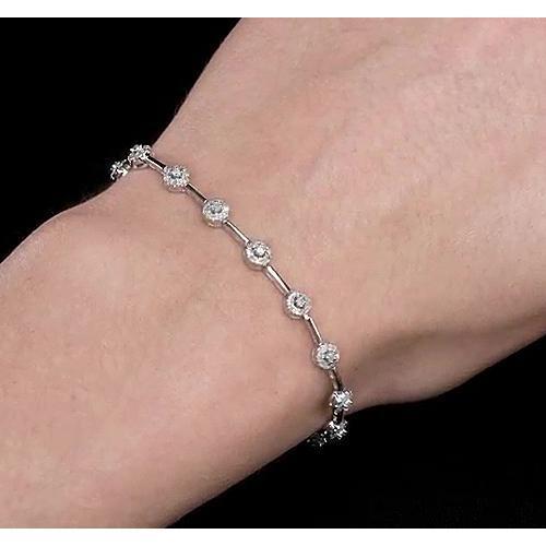 Rundes Natürliche Diamantarmband 6 Karat Lünette Set Damen Schmuck 14K