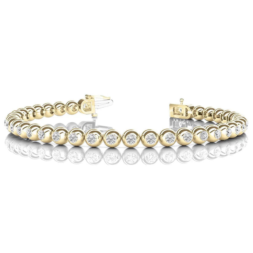 Tennisarmband 14K YG Rundschliff Natürliche Diamanten Lünette Set 16,75 Karat