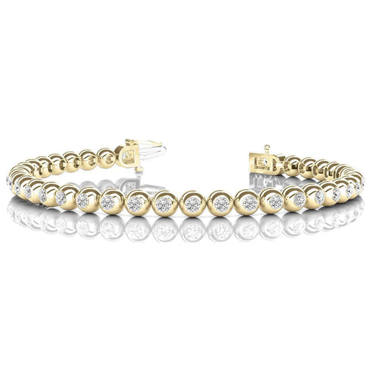 Tennisarmband 14K YG Rundschliff Natürliche Diamanten Lünette Set 16,75 Karat