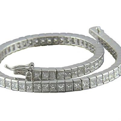 Tennisarmband Lady Gold 7.20 Ct Kanalset Prinzessinnenschnitt Echte Diamant