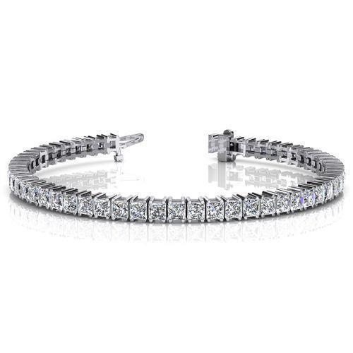 Tennisarmband Wg 14K Prinzessinnenschnitt Funkelnd Funkelnd 11 Karat Echt Diamanten