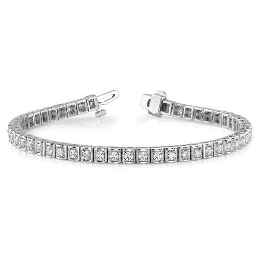 Wg 14K Funkelndes Rundschliff 2,55 Karat Natürliche Diamanten Tennisarmband