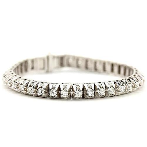 White Echt Diamant Tennis Armband 6,35 Karat Weißgold Schmuck 14K