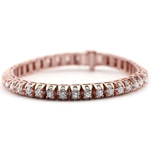 White Natürliche Diamant Tennis Armband 6.35 Karat Damen Roségold 14K