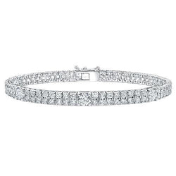 Zweireihiges Echte Diamantarmband Krappenset Rundschliff 10 Karat WG 14K