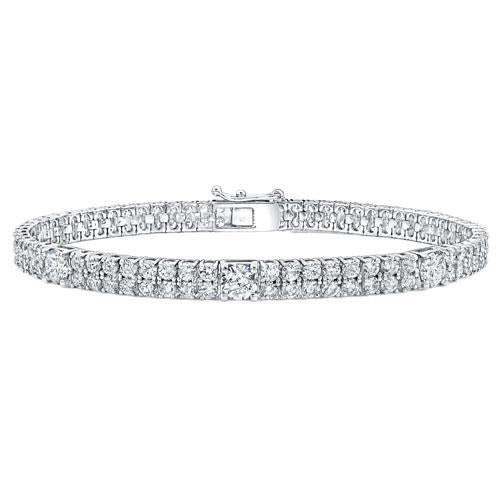 Zweireihiges Echte Diamantarmband Krappenset Rundschliff 10 Karat WG 14K