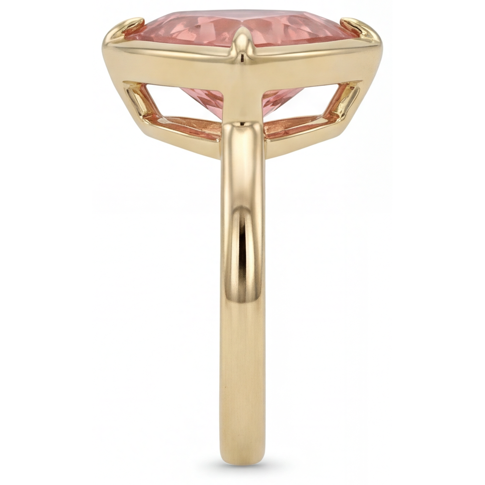 Natürlicher Padparadscha-Saphir-Ring 2,5 Karat Trillant-Solitär 14 Karat Gelbgold