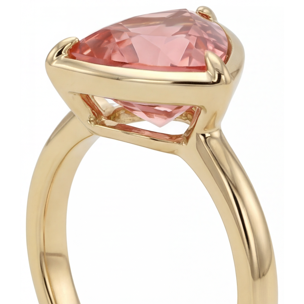Natürlicher Padparadscha-Saphir-Ring 2,5 Karat Trillant-Solitär 14 Karat Gelbgold