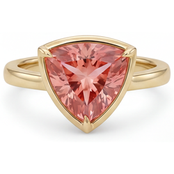 Natürlicher Padparadscha-Saphir-Ring 2,5 Karat Trillant-Solitär 14 Karat Gelbgold