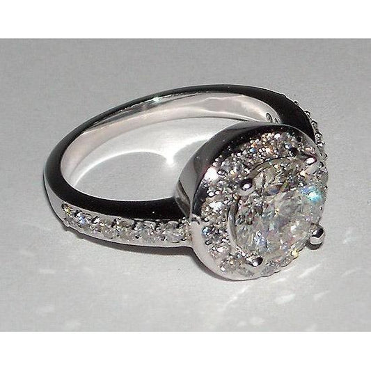 2.51 Ct Runder Natürliche Diamant-Verlobungsring in Pavé-Fassung Weißgold 14K