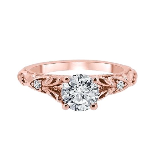 Antik Aussehender Runder Natürliche Diamant-Verlobungsring 2.60 Karat Roségold 14K