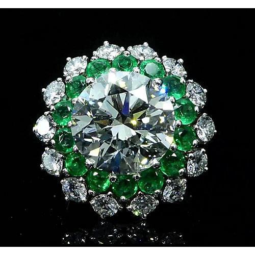 Diamantring 11,60 Karat Vintage-Stil Columbian Smaragd Neu