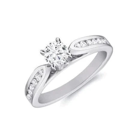 Echte Diamant-Verlobungsring in Kathedralenfassung Brillantschliff WG 14K
