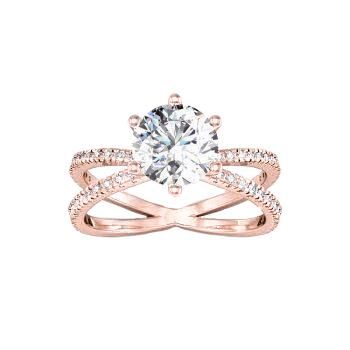 Echte Diamant-Verlobungsring Twisted Split Shank 1.50 Karat Roségold 14K