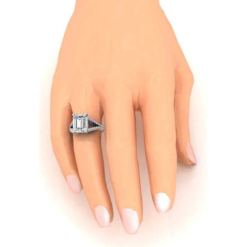 Geteilt Smaragd Natural Diamant Ring