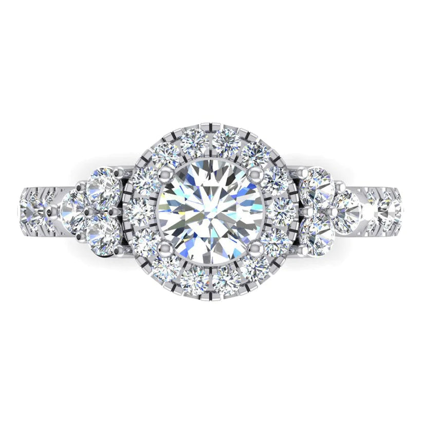 Halo Echt Diamant Verlobungs Ring Für 
