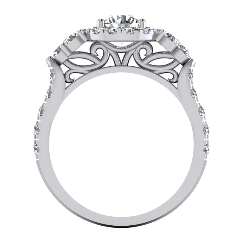Halo Echt Diamant Verlobungs Ring Frauen