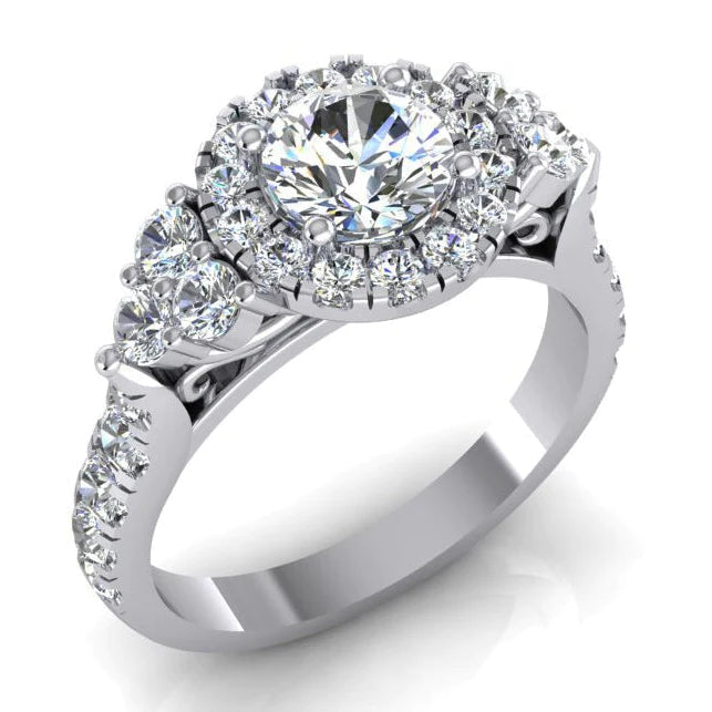 Halo Echt Diamant Verlobungs Ring Für Frauen