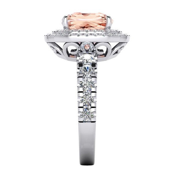 Kissen Morganit Diamant Ring