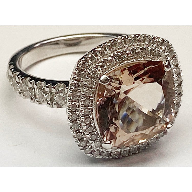 Kissen Morganit Diamant Ring