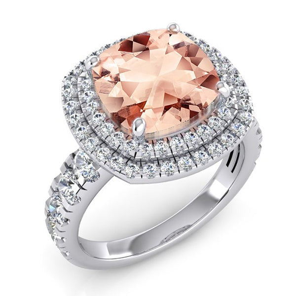 Kissen Morganit Diamant Ring