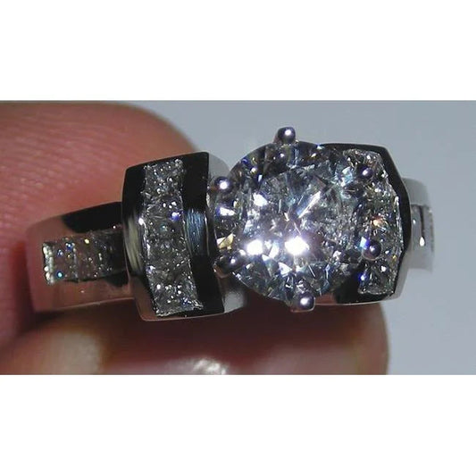 Natürliche Diamant-Verlobungsring 2.71 Karat Prinzessin Und Rundes Weißgold 14K