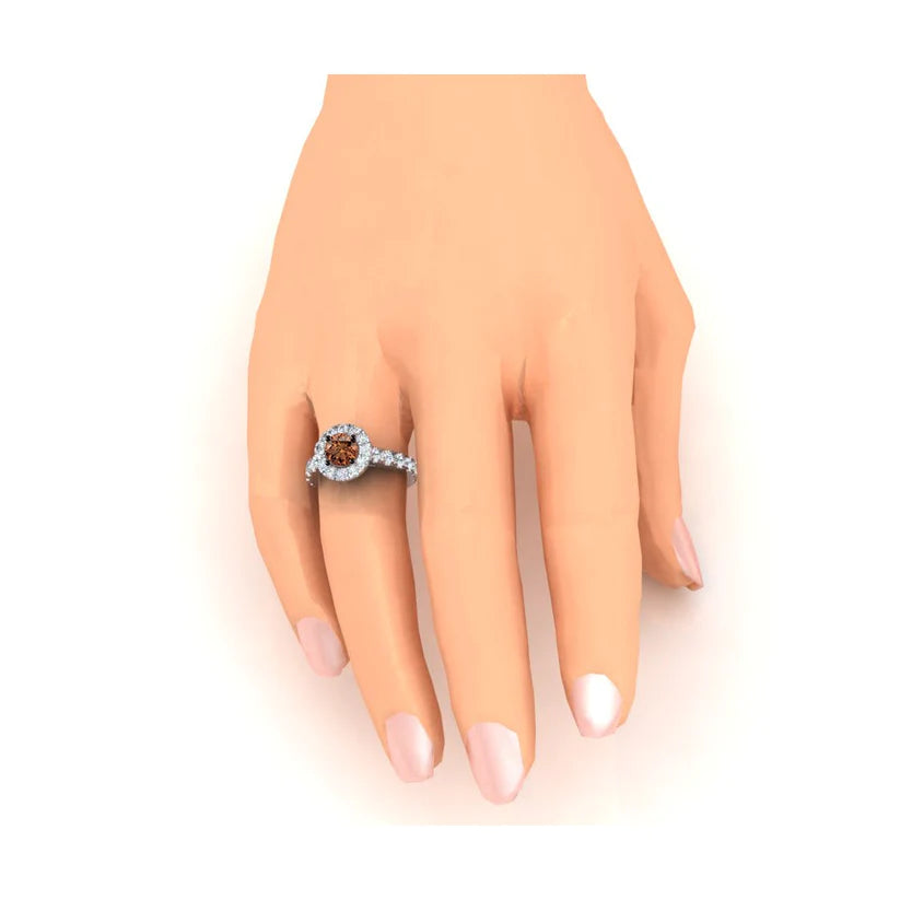 Runder Brauner Echt Diamant Ring Für Frauen
