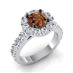 Runder Brauner Echt Diamant Halo Ring Für Frauen