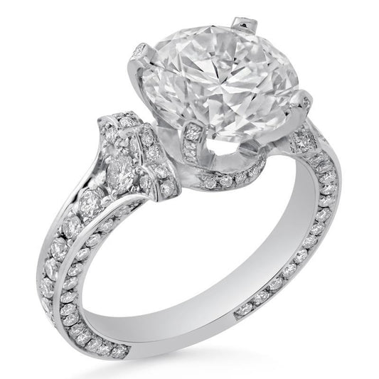 Runder Echt Diamant Antik-Stil Verlobungsring 4.75 Karat Weißgold 14K