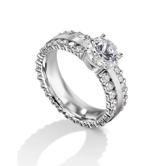 Runder Echt Diamant-Verlobungsring 4.70 Karat Weißgold 14K