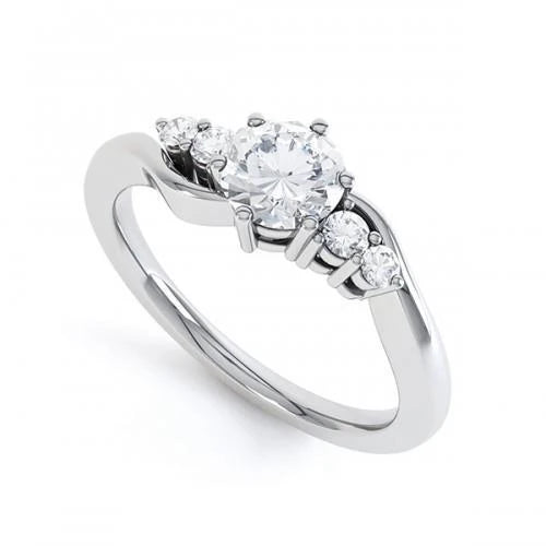 Runder Fünf-Stein-Echte Diamanten-Verlobungsring 1.85 Karat Weißgold 14K