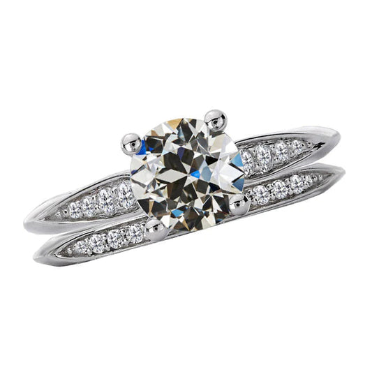 Altschliff-Echt Diamant-Verlobungsring-Set Damenschmuck 4 Karat