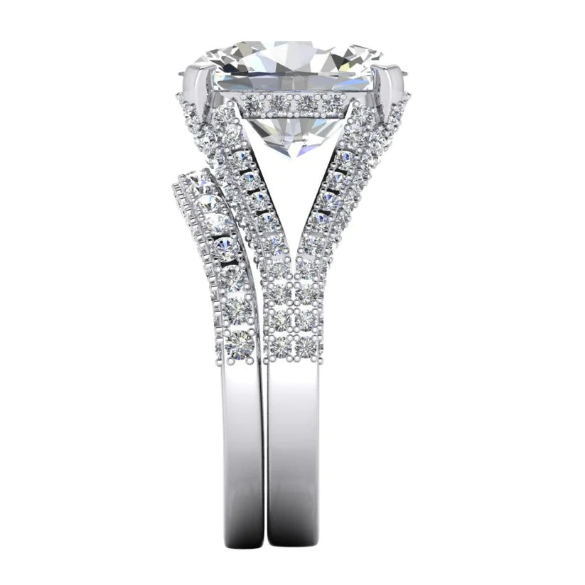 Groß Ovale Natural Diamant Hochzeit Ring Und Set
