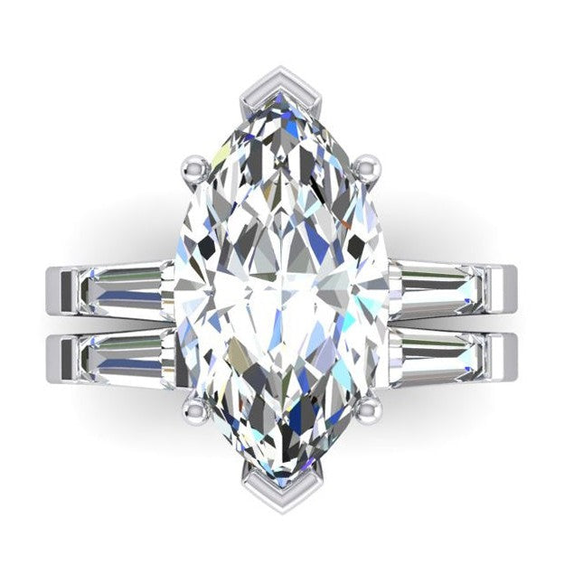 Verlobung Set mit Diamanten im Marquise-Schliff 3.50 ct.