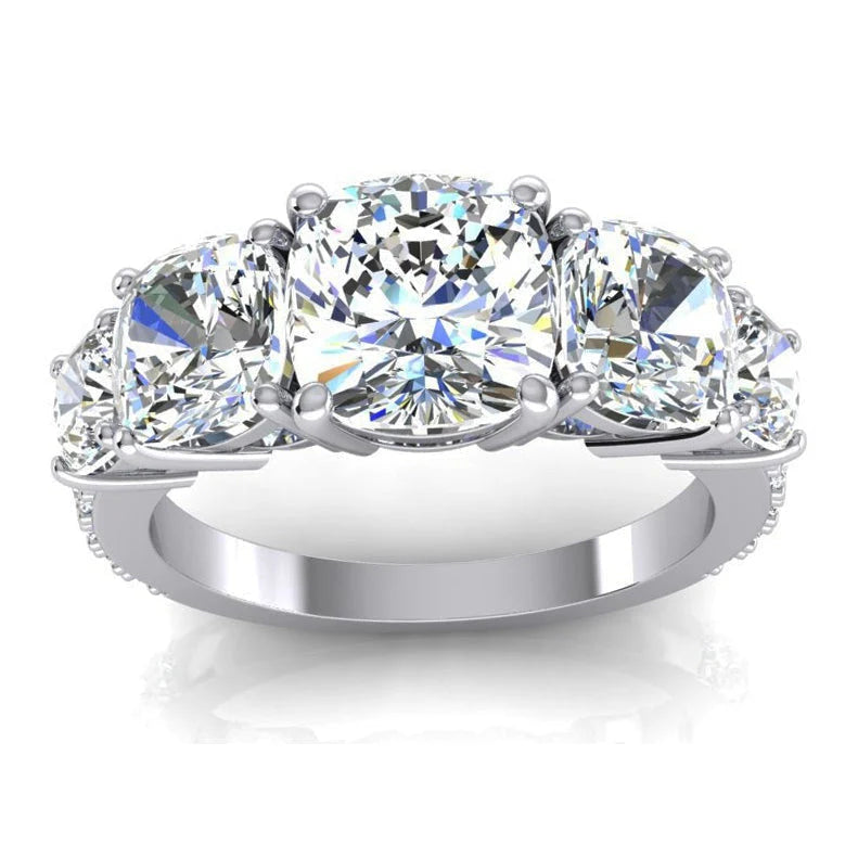 Verlobung Ring Aus 7 Karat Kissen Echte Diamant Gold Mit 