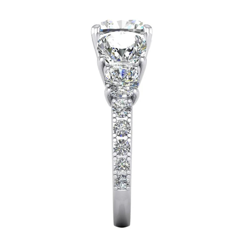 Verlobung Ring Aus 7 Karat Kissen Echte Diamant Gold Akzenten